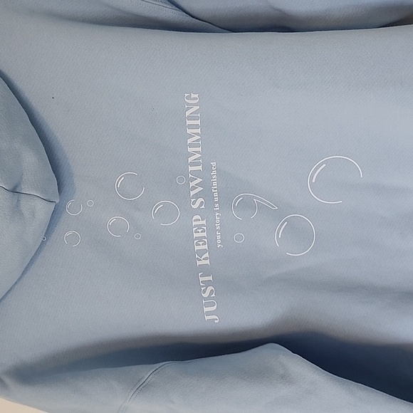 NWOT Unfinished Light Blue Hoodie Size S - Picture 5 of 5